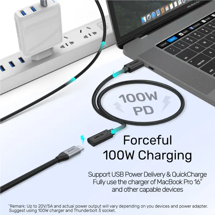 C14086BK-1M, Unitek Type-C 1M Full-Featured USB Male to Female Extension Cable, USB3.2 CM to C FM, with DATA 10Gbps/Display 4K/P