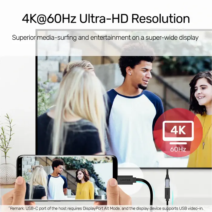 C14086BK-1M, Unitek Type-C 1M Full-Featured USB Male to Female Extension Cable, USB3.2 CM to C FM, with DATA 10Gbps/Display 4K/P