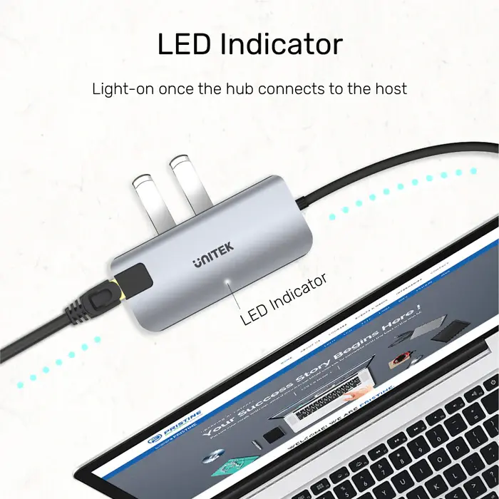 Unitek D1028A 5-In-1 USB3.1 10Gbps Multi-Port Hub (2-Port USB-A 10Gbps + HDMI 4K60Hz + RJ45 + PD 100W), Space Grey