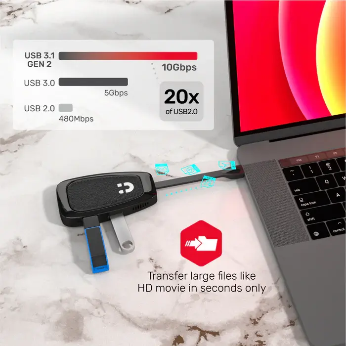 Unitek D1053A USB HUB, 4-in-1 USB-C 10Gbps Hub