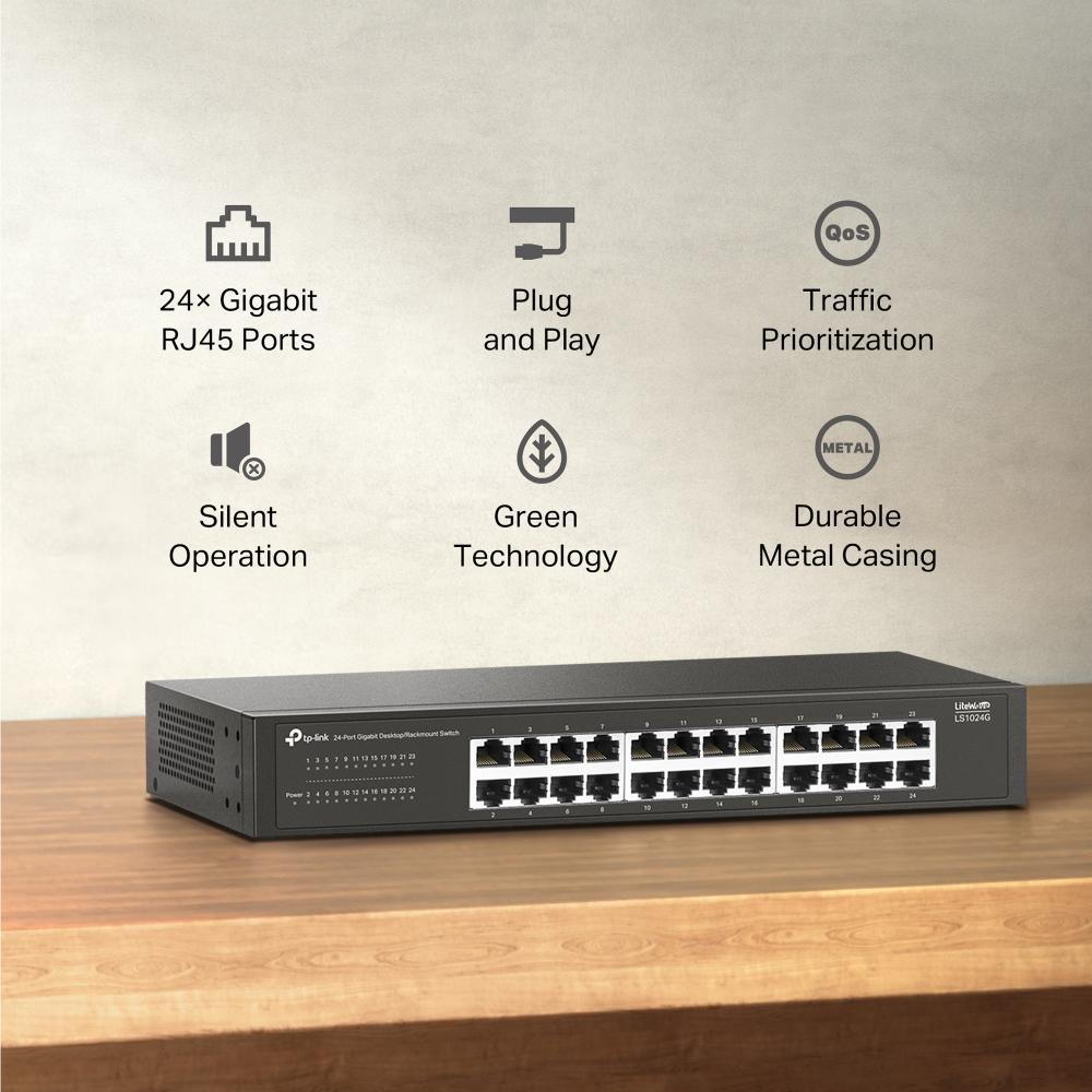 TP-Link LS1024G, 24-Port Gigabit Desktop/Rackmount Switch