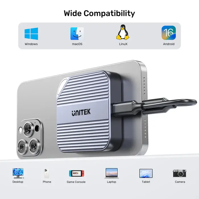 Unitek S1244A Drive Enclosure, Magnetic M.2 2230 NVMe SSD Enclosure