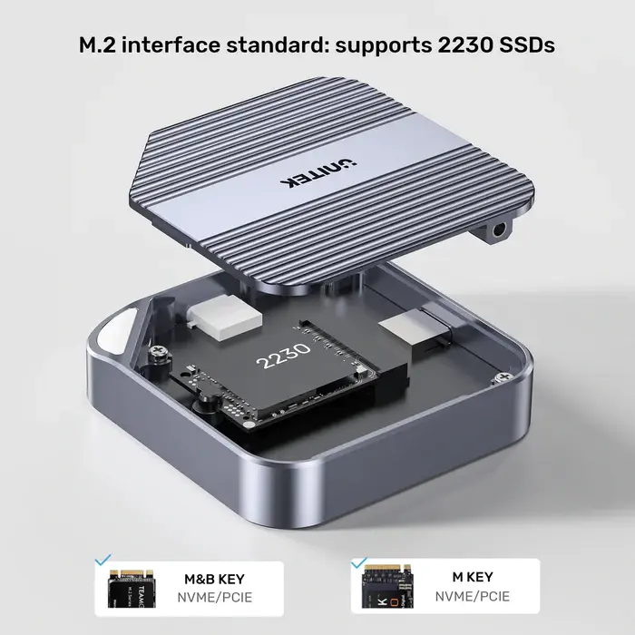 Unitek S1244A Drive Enclosure, Magnetic M.2 2230 NVMe SSD Enclosure