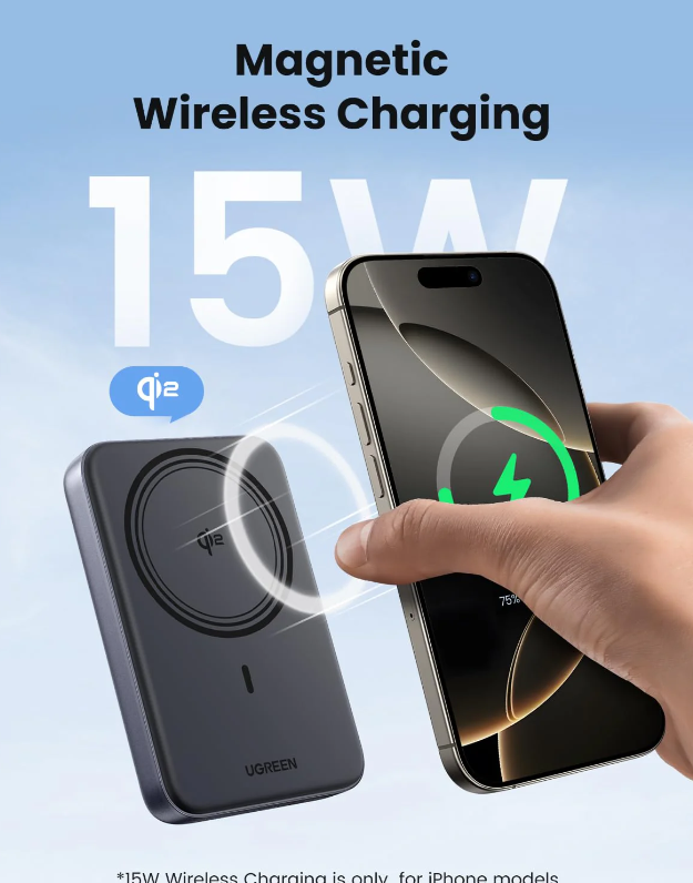UGREEN 45763, Qi2 Magnetic, Power Bank, 10000mAh, 30W, Wireless, Black