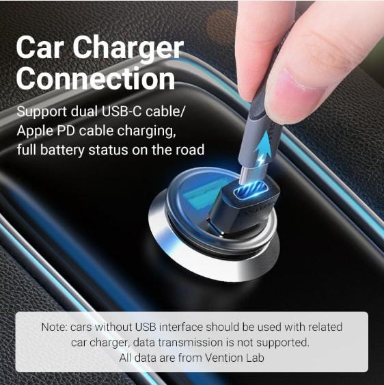 CDWB0 Vention USB 2.0 Male to USB-C Female Adapter Black PVC Type