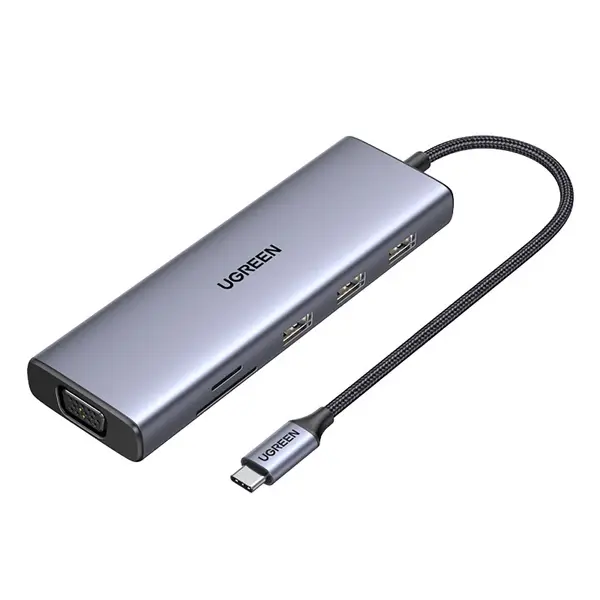UGREEN CM498 USB HUB, USB-C, USB, HDMI, VGA, RJ45, SD, TF, Hub, Gray