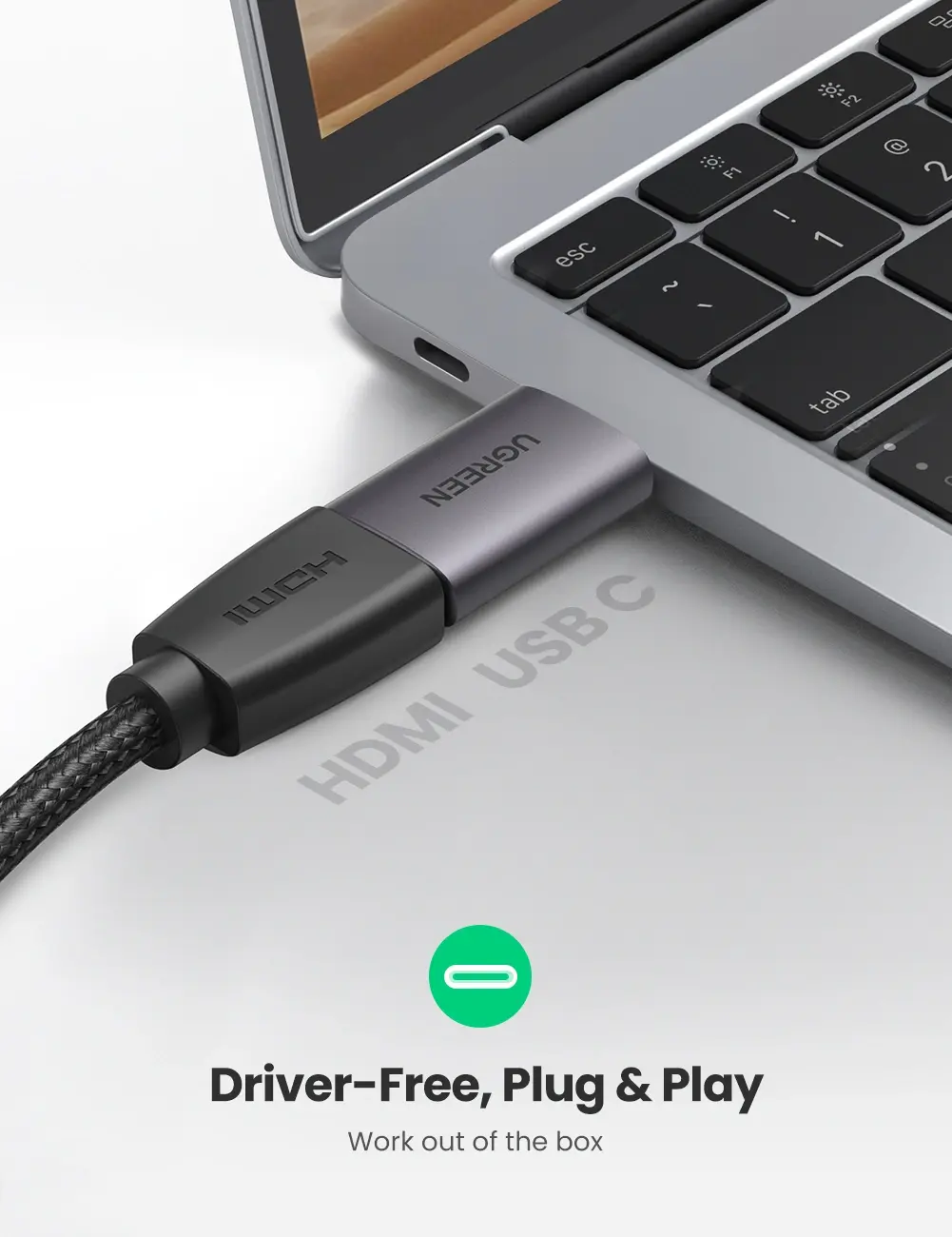 UGREEN US320 Adapter, Type-C to HDMI Adapter, Space Gray