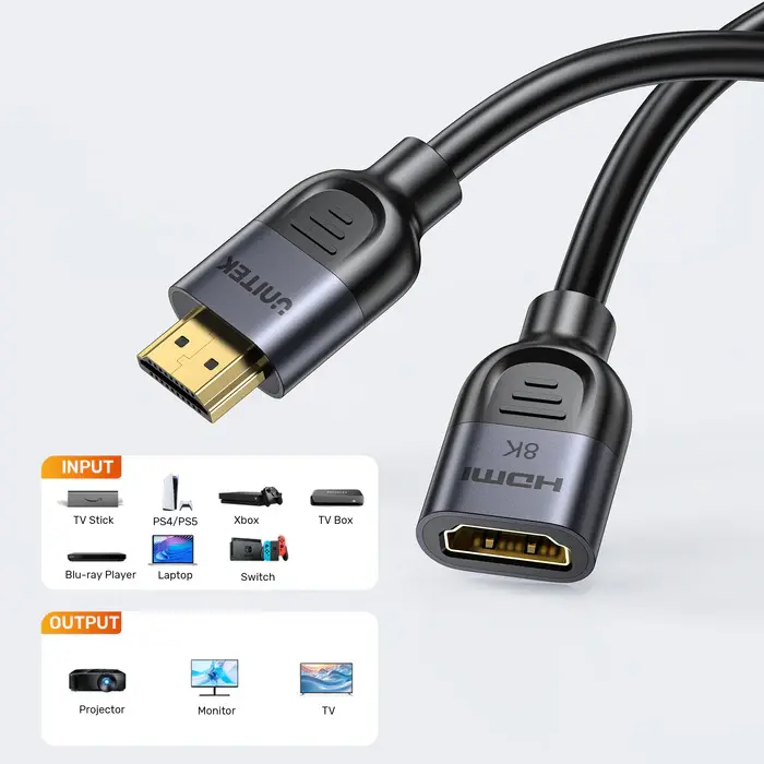 Unitek C11091A Cable, 8K 60Hz HDMI 2.1 Male to Female Extension Cable 3M