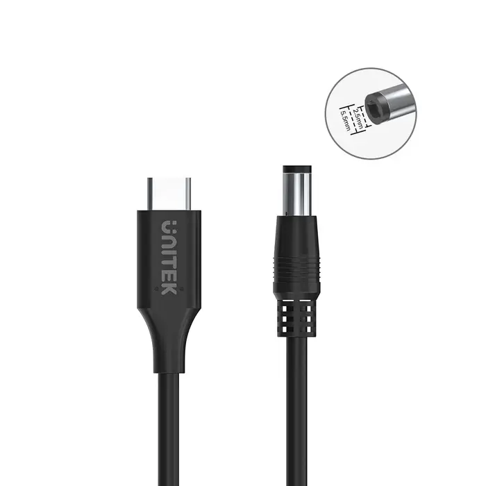 Unitek C14116BK-1.8M 1.8M, 65W USB-C to DC5.5*2.5mm Charging Cable for Toshiba Laptops