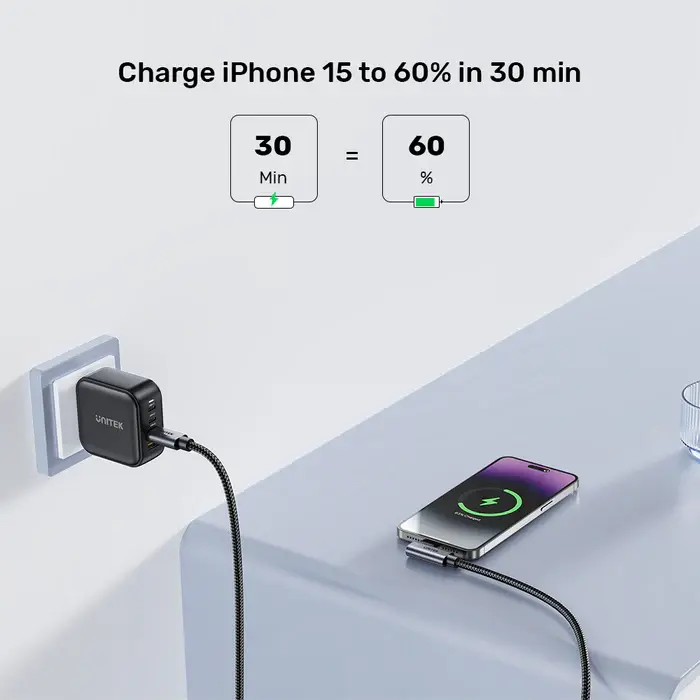 Unitek C14123BK-5M 5M, 90° L-Shape USB-C Male to Male PD 100W Charging Cable