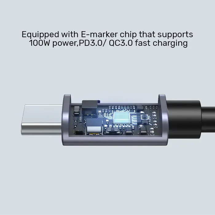 Unitek C14123BK-5M 5M, 90° L-Shape USB-C Male to Male PD 100W Charging Cable