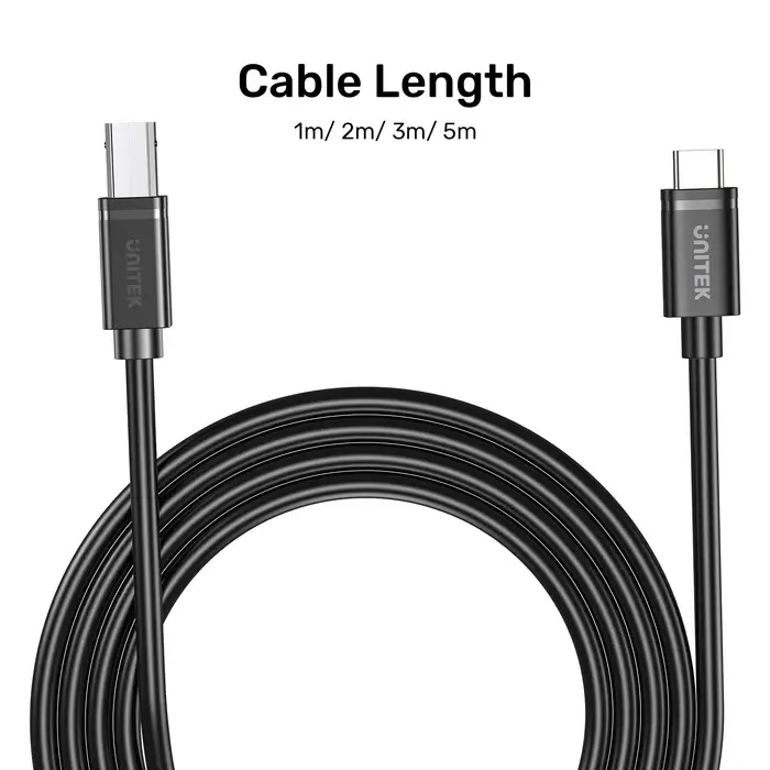 Unitek C14140ABK03-2M 2M, USB-C 480Mbps to USB-B Printer Cable