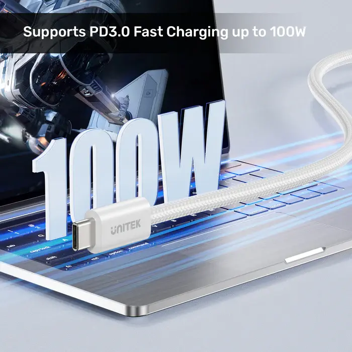 Unitek C14141AWH01-1M 1M, 100W Magnetic USB-C Charging Cable, White