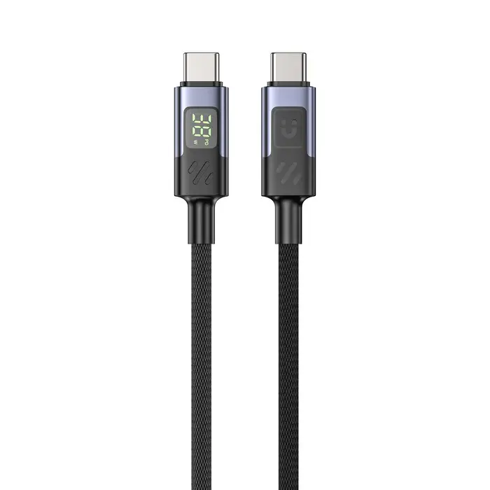 Unitek C14158ABK01-2M Cable, 2M USB-C PD 60w charging, with LED Display, Nylon Braided, Black