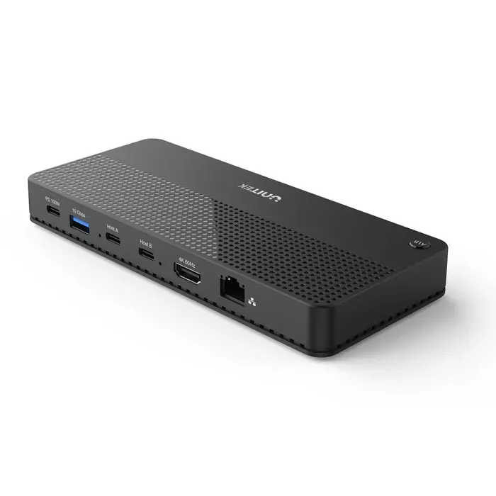 Unitek D1077A Docking Station, Type-C 11-in-2 KVM(USB-C 10Gbps+USB 10Gb+2*USB+HDMI 4K+1GB+SD/Micro+Audio+PD 100W+DC), Black
