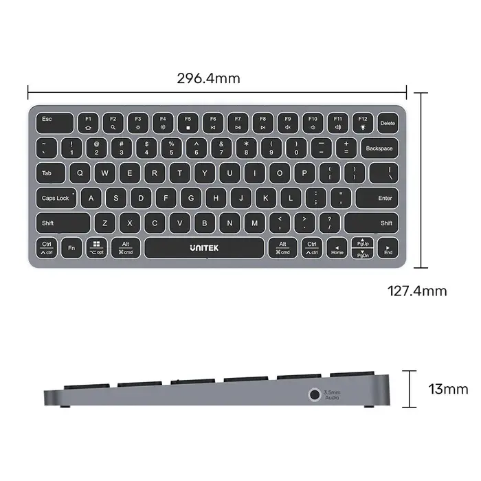 Unitek D1092A, 9-in-1 USB-C Keyboard Hub, Grey