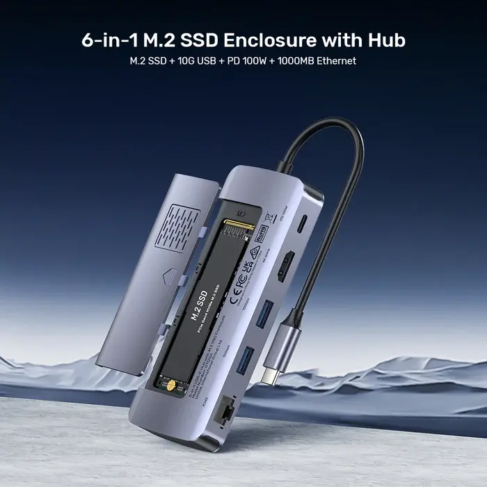 Unitek D1120A USB HUB, 6-in-1 USB-C 10Gbps Hub