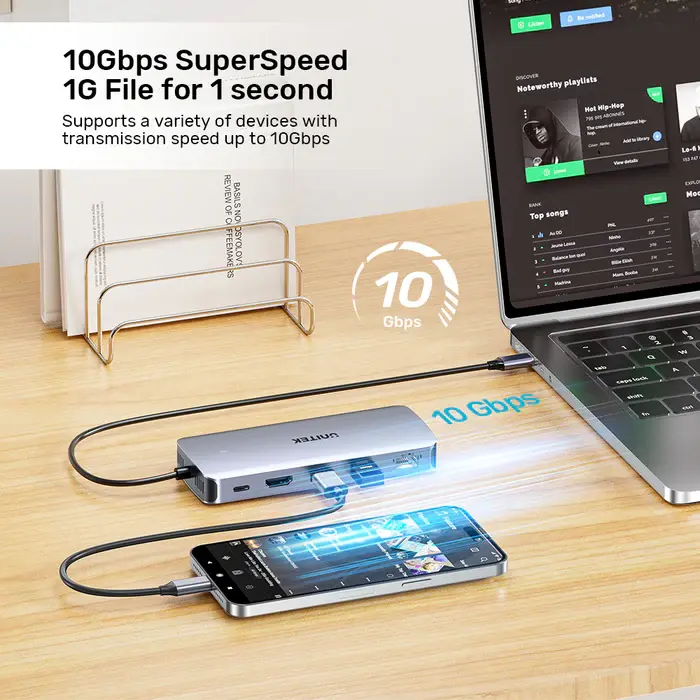 Unitek D1120A USB HUB, 6-in-1 USB-C 10Gbps Hub
