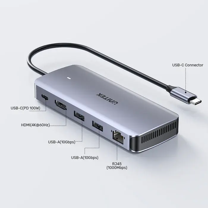 Unitek D1120A USB HUB, 6-in-1 USB-C 10Gbps Hub