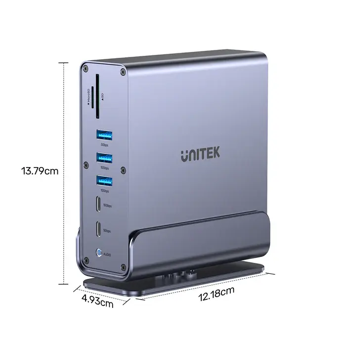 Unitek D1135AGY01 Docking Station, 15-in-1 (2*HDMI 4K+DP 4K+2*USB2.0+USB3.0+2*USB 10Gbps+USB-C 5Gbps + USB-C 10Gb+ SD/Micr