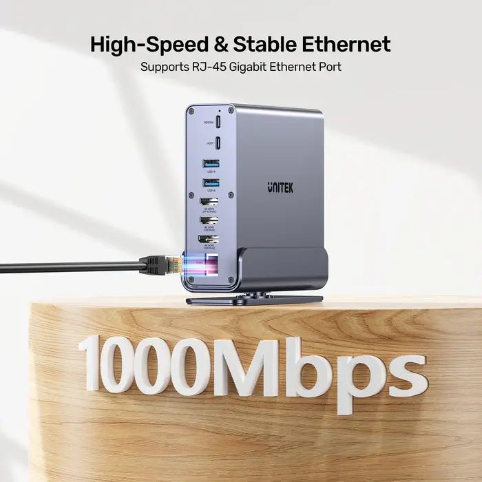 Unitek D1135AGY01 Docking Station, 15-in-1 (2*HDMI 4K+DP 4K+2*USB2.0+USB3.0+2*USB 10Gbps+USB-C 5Gbps + USB-C 10Gb+ SD/Micr