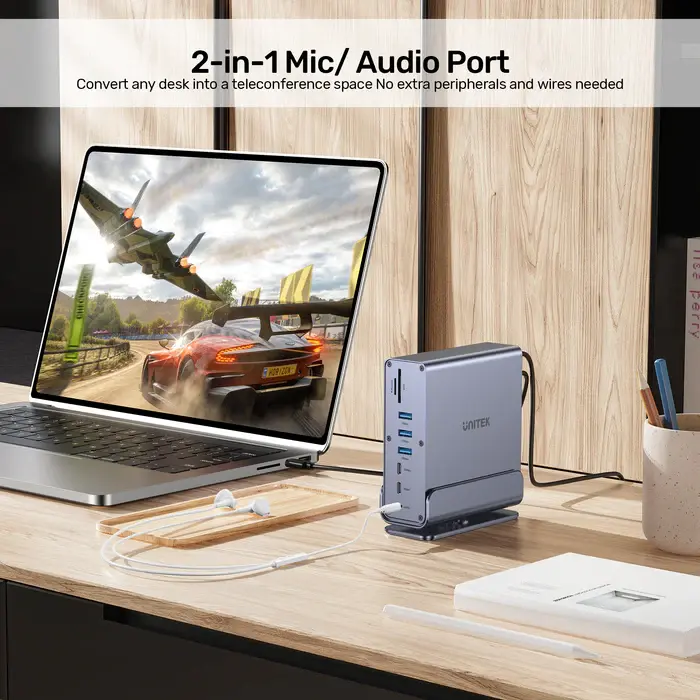 Unitek D1135AGY01 Docking Station, 15-in-1 (2*HDMI 4K+DP 4K+2*USB2.0+USB3.0+2*USB 10Gbps+USB-C 5Gbps + USB-C 10Gb+ SD/Micr