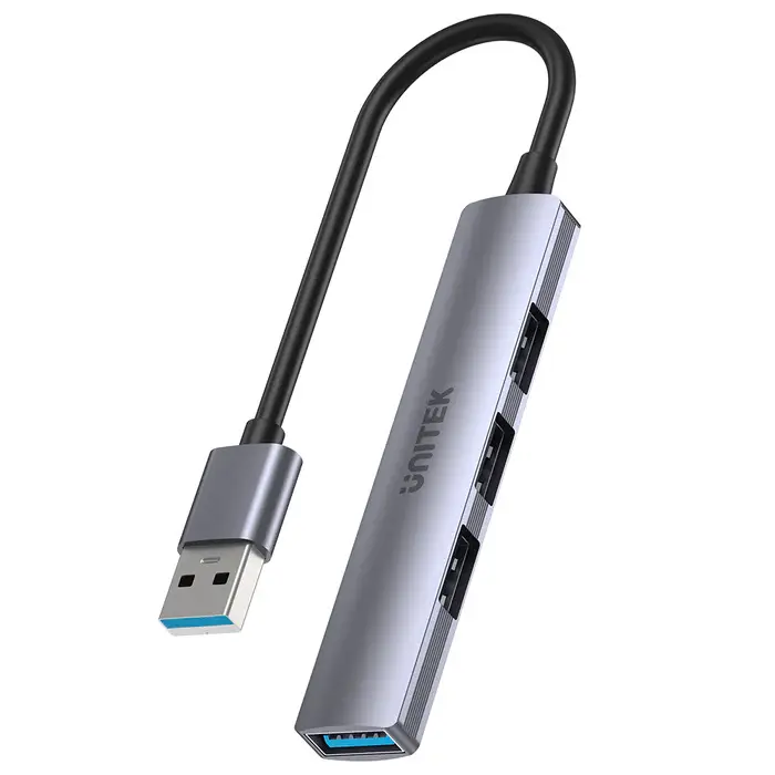H1208A, Unitek 4-in-1 USB-A 5Gbps Hub (3x480Mbs 1x5Gbs 3,0), Slim, Space Grey