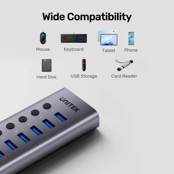 Unitek H1314A USB HUB, 7-in-1 USB-C 5Gbps Hub