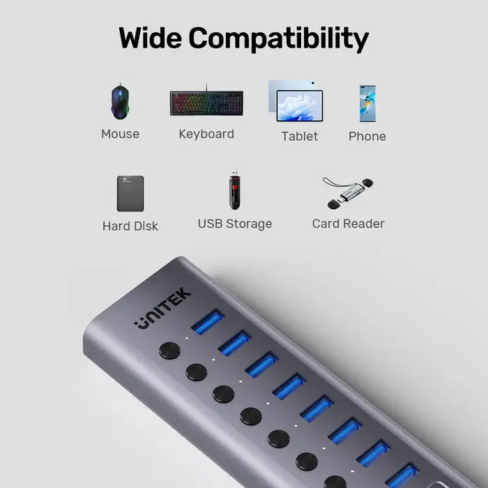 Unitek H1315B USB HUB, 10-in-1 USB-C 5Gbps Hub