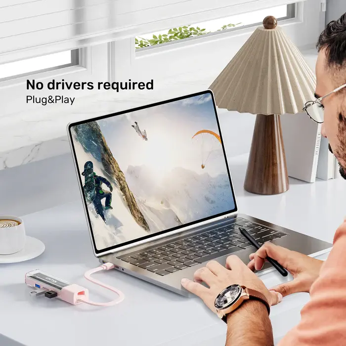 Unitek H1319AWH01 USB HUB, Bi-Directional Hub(with Detachable Cable), USB-C/USB-A 5Gb Hub (4*USB-A)