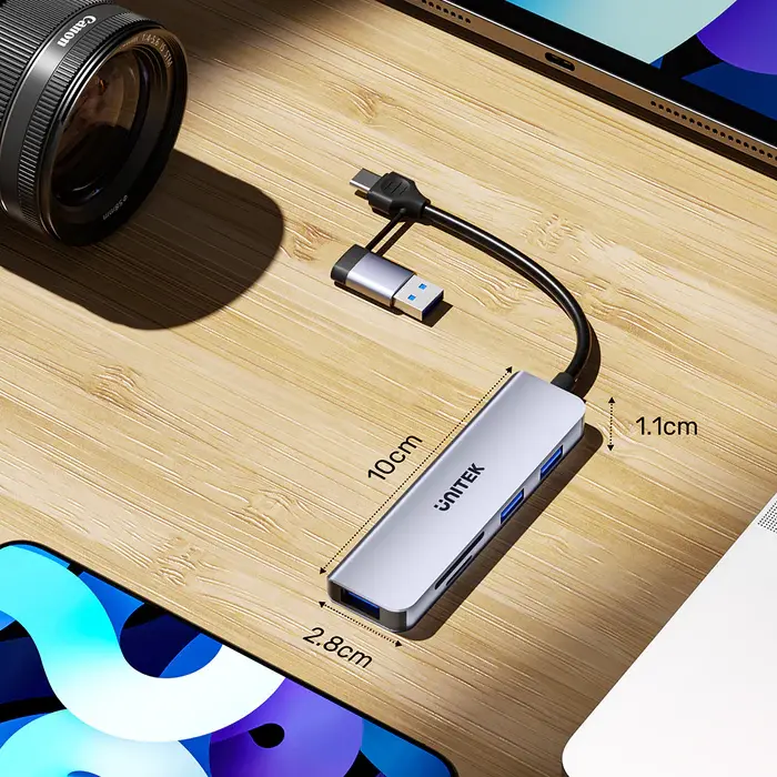 H1320A Unitek 5-in-1 USB-C 5Gbps Hub with USB-A Adapter