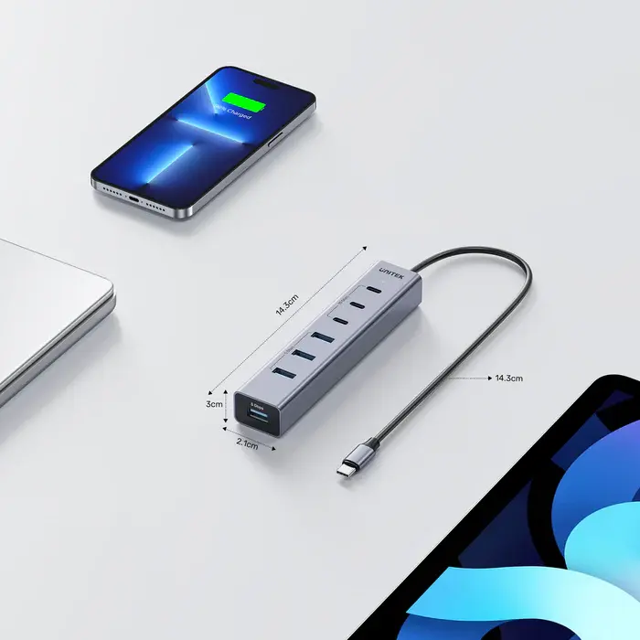 Unitek H1335A USB HUB, 7-in-1 USB-C 10Gbps Hub (3*USB-C 10Gbps+ 4*USB-A 5Gbps)