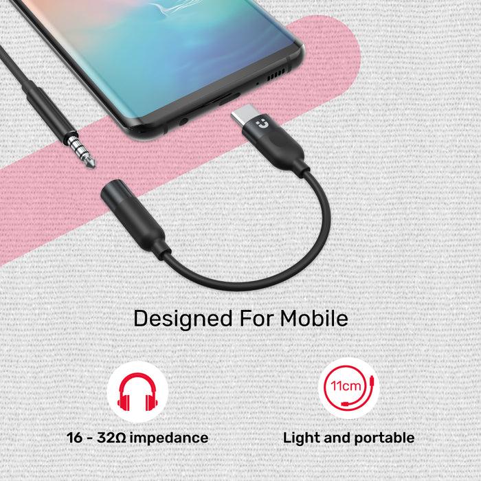 M1204A, Unitek USB-C to 3.5mm Audio Adaptor, Black Color, With Hi-Fi/DAC