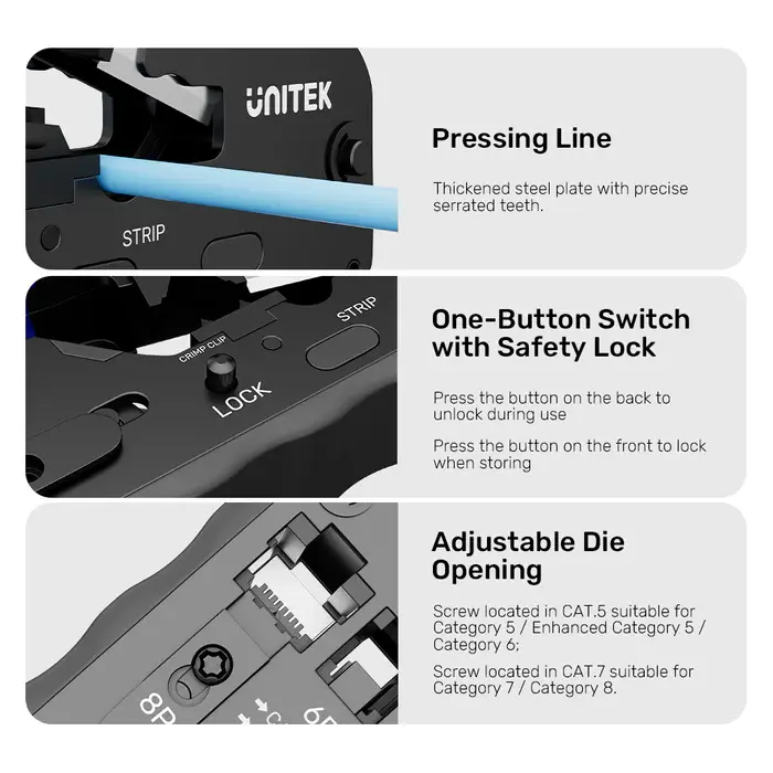 Unitek OT139A Tool, Network Crimping Tool