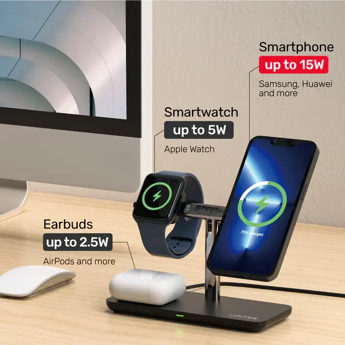 Unitek P1212A 3 in 1 Magnetic Wireless Charger