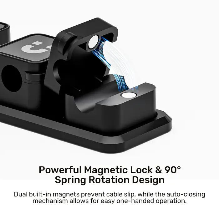 Unitek T1117A Cable Manager, Magnetic Cable Clips (3pcs Clips + 1pc Base per Box)