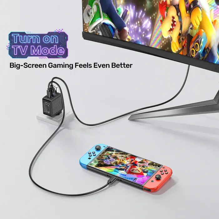 Unitek P1242A Power Supply, 65W 3-in-1 GaN Charger for Nintendo Switch