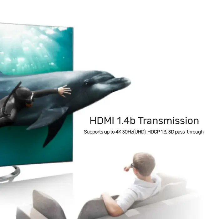 V1109A, Unitek 4K HDMI 1.4b Splitter 1 In 4 Out, Color: Space Grey and Black