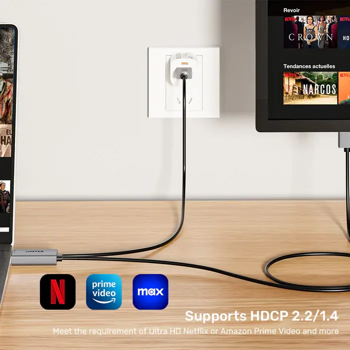 Unitek V1714A Adapter, 1.8M, 4K 60Hz HDMI to DP Cable with USB Power Plug