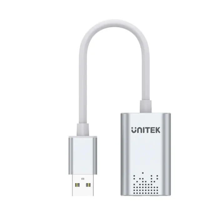 Unitek Y-247A USB Adapter, USB 2.0 External Sound Card Adapter for Stereo Audio, 48KHz 16-bit Silver Color