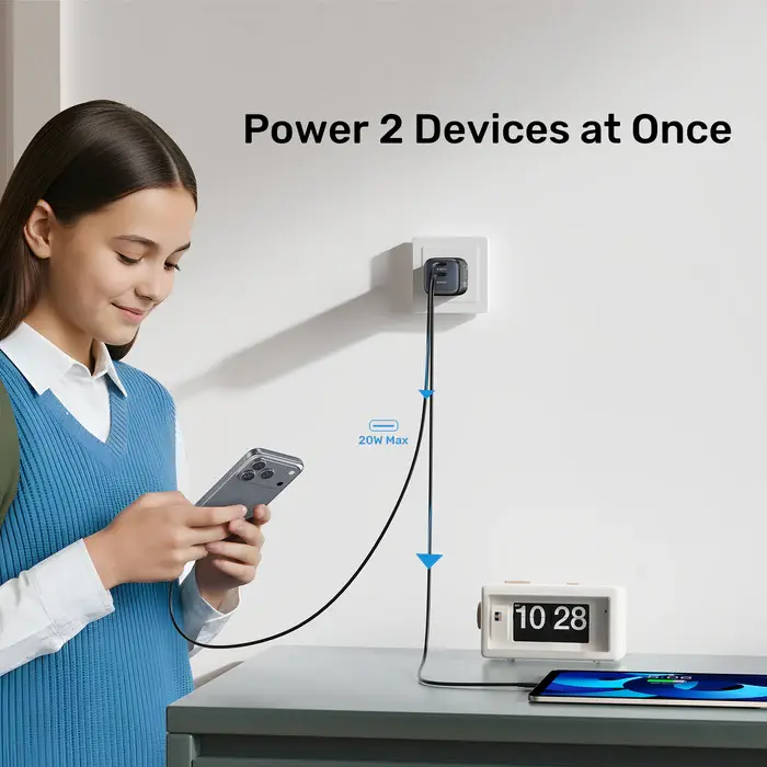Unitek P1129A-EU Power Supply, 45W 2-Port Wall GaN Charger