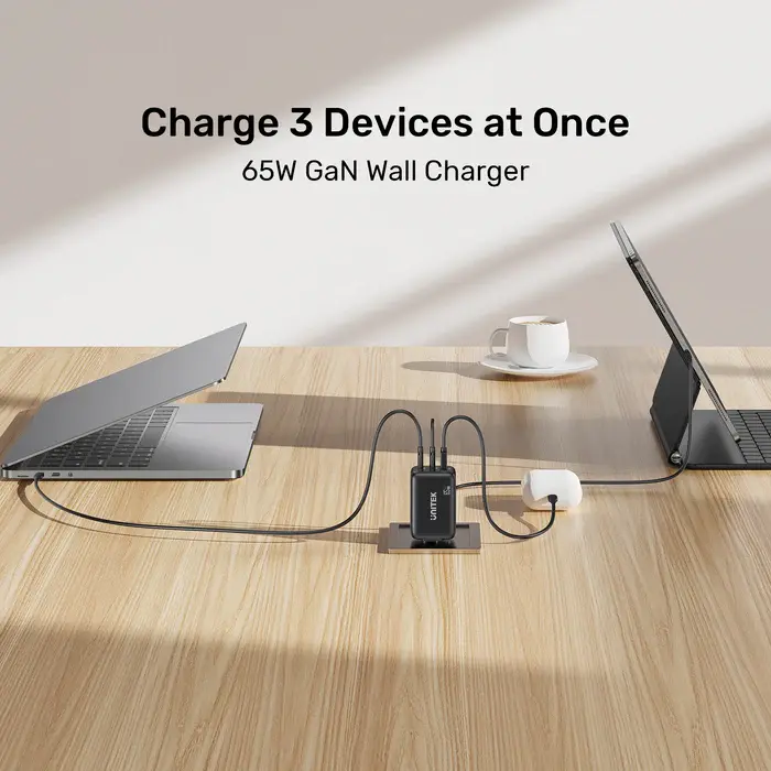 Unitek P1130A-EU Power Supply, 65W 3-Port Wall GaN Charger