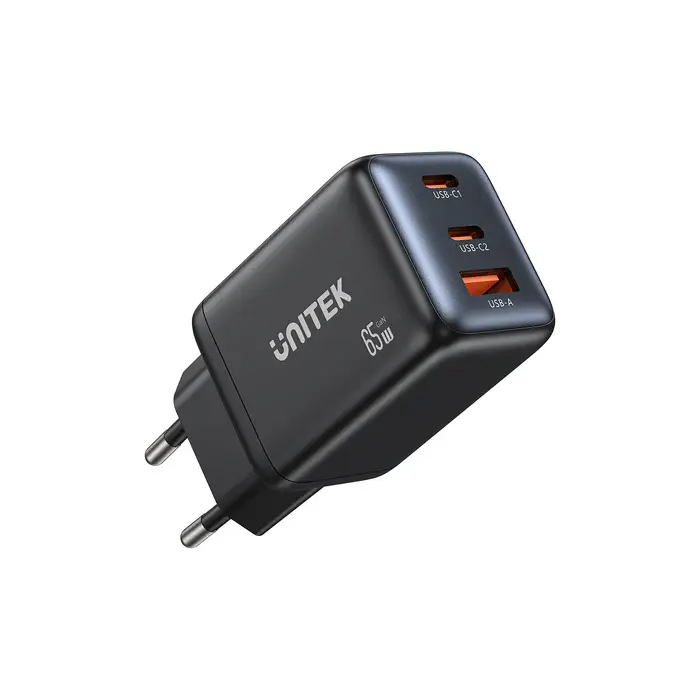 Unitek P1130A-EU Power Supply, 65W 3-Port Wall GaN Charger