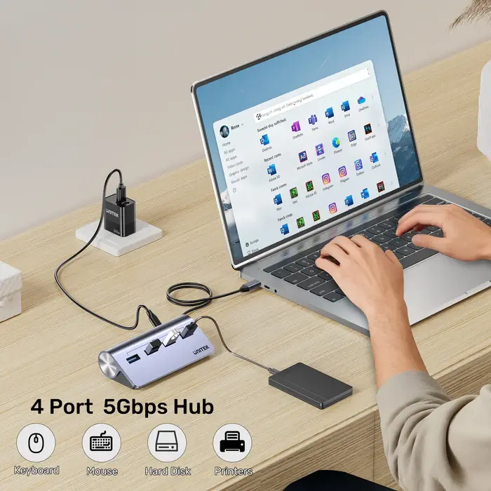 H1337BGY01 Unitek 4-in-1 USB-C 5Gbps Hub (4*USB-A 5Gbps)