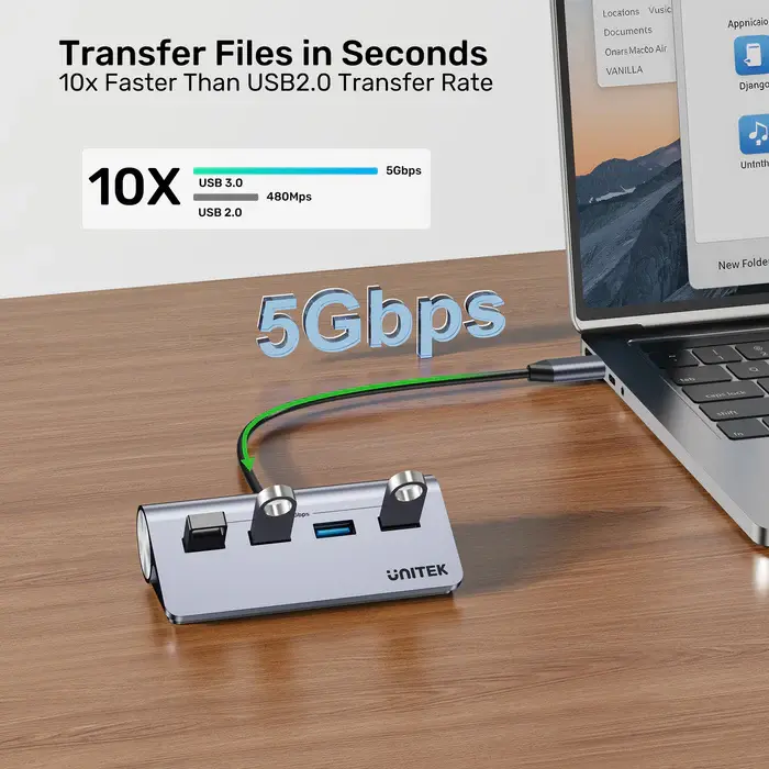 H1337BGY01 Unitek 4-in-1 USB-C 5Gbps Hub (4*USB-A 5Gbps)