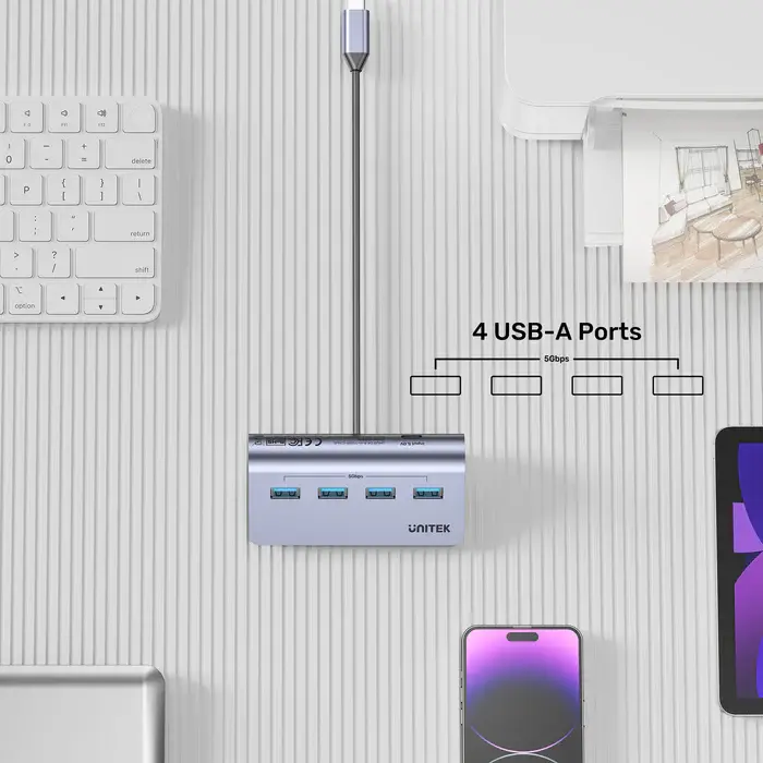 H1337BGY01 Unitek 4-in-1 USB-C 5Gbps Hub (4*USB-A 5Gbps)
