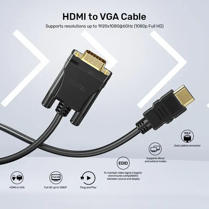 Unitek V1185A HDMI to VGA Adapter Cable 2M