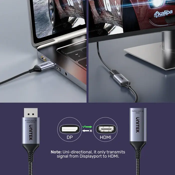 Unitek V1611A Adapter, DisplayPort to HDMI Female Adapter 8K 60Hz