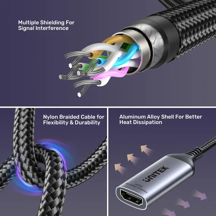 Unitek V1611A Adapter, DisplayPort to HDMI Female Adapter 8K 60Hz