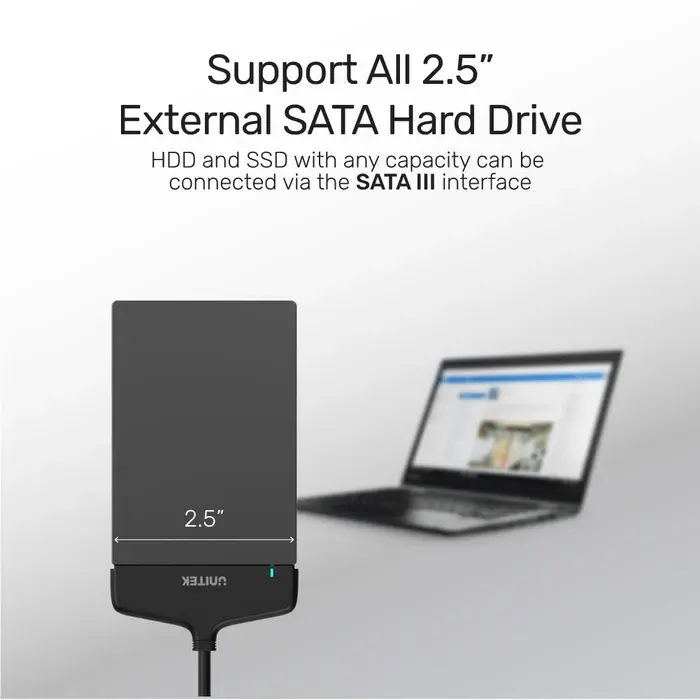 Y-1096, Unitek USB USB-C 5Gbps To SATA 6G Adapter, Black